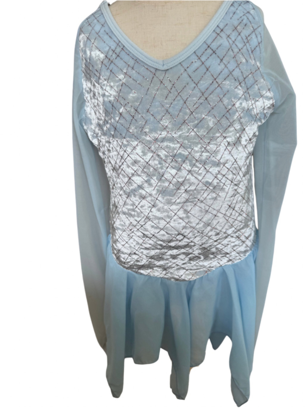 Girls Jerry's Skating World Dance Costume Size 6/8 Blue Silver